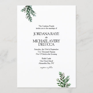 Italian Greenery Modern Elegant Rustic Wedding Invitation