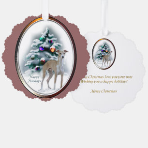 Italian Greyhound Christmas Gifts Tree Decoration Card