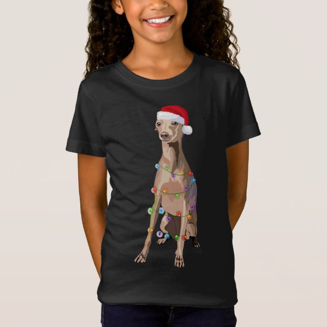 Italian Greyhound Christmas Lights Xmas Dog Lover T-Shirt (Front)