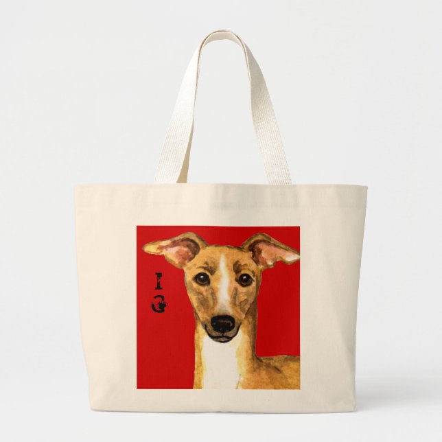 Italian Greyhound Colour Block Large Tote Bag (Front)