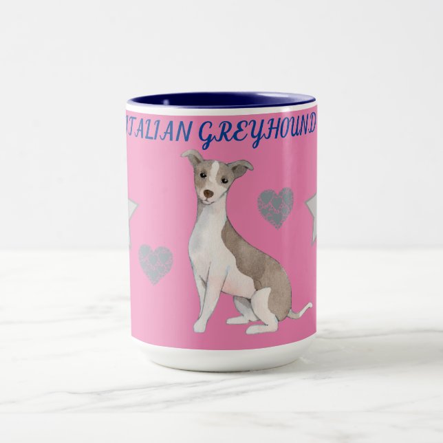 ITALIAN GREYHOUND COMBO TWO TONED MUG. MUG (Center)