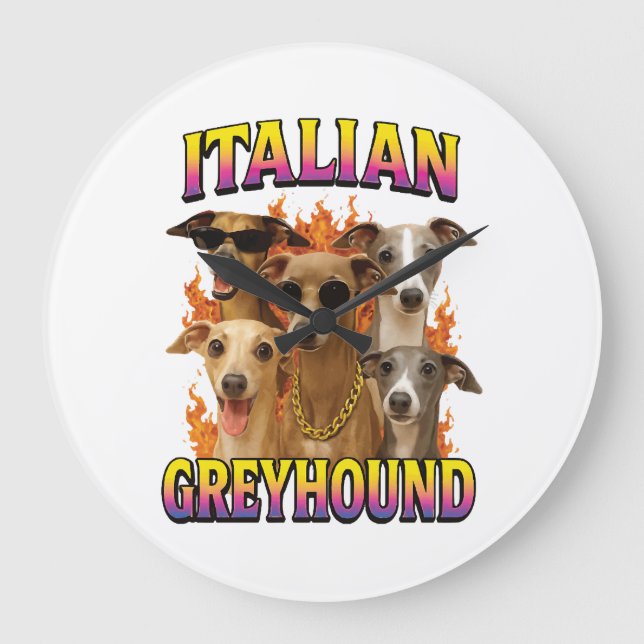 Italian Greyhound Copy Large Clock (Front)