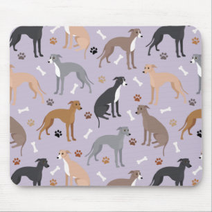 Italian Greyhound Dog Bones and Paws Mouse Pad