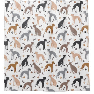 Italian Greyhound Dog Bones and Paws Shower Curtai Curtain