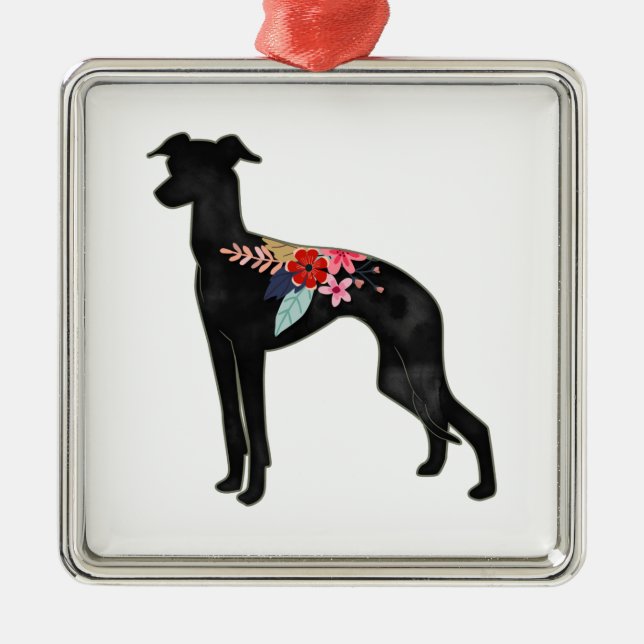 Italian Greyhound Dog Breed Bohemian Floral Saddle Metal Tree Decoration (Front)