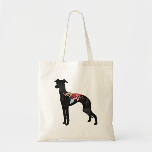 Italian Greyhound Dog Breed Bohemian Floral Saddle Tote Bag (Front)
