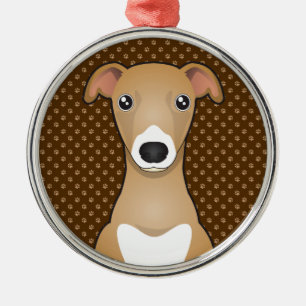 Italian Greyhound Dog Cartoon Paws Metal Tree Decoration