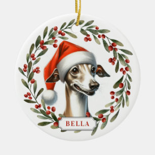 Italian Greyhound Dog Ceramic Circle Ornament