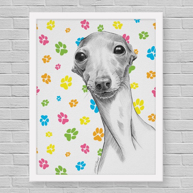 Italian Greyhound dog Cute Funny Sketch Portrait Poster (Creator Uploaded)