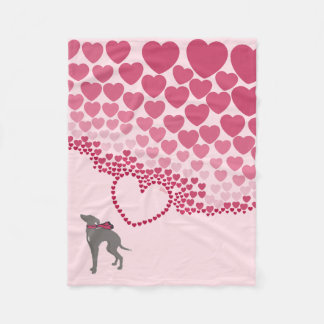 Italian Greyhound Dog Heart Blanket. Silly Iggy Fleece Blanket