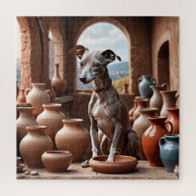Italian Greyhound Dog in Pottery Room