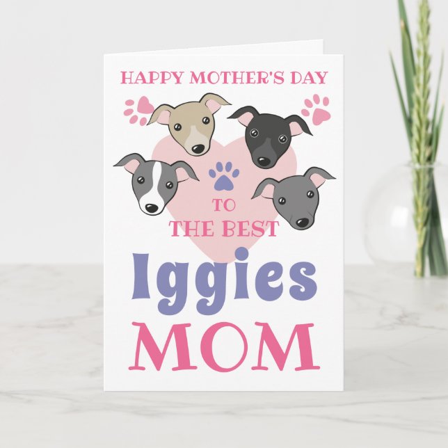 Italian Greyhound Dog Mum Cute Iggies Custom text Card (Front)