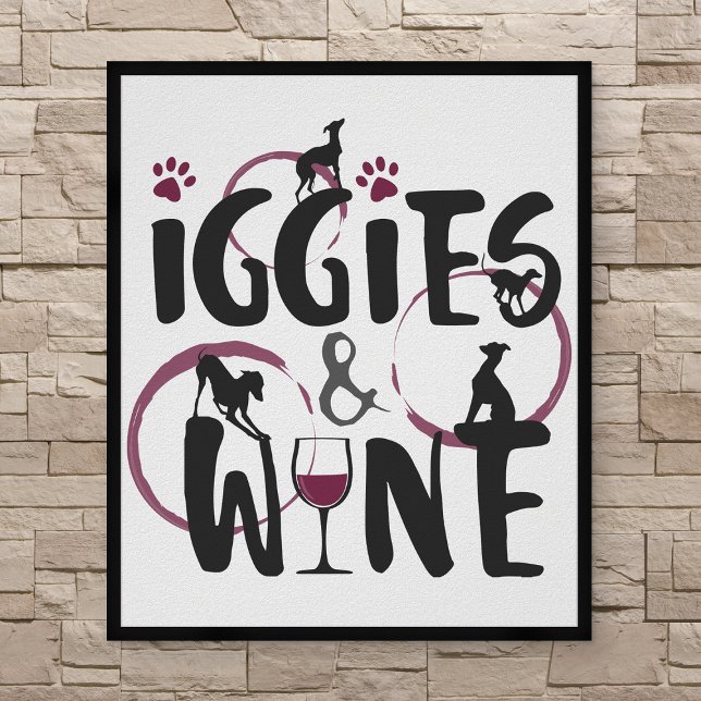 Italian Greyhound Dog owner Wine lover Funny text Poster (Creator Uploaded)