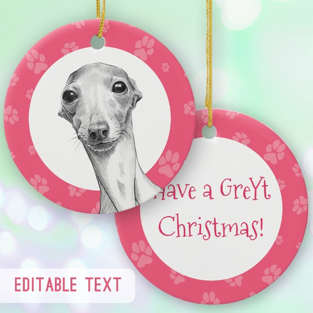 Italian Greyhound Dog Paws Cute Funny Christmas Ceramic Tree Decoration (Creator Uploaded)