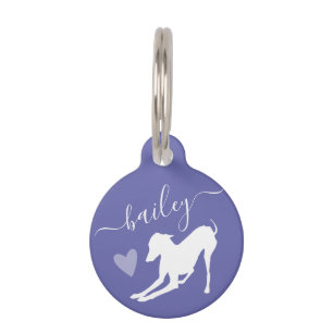 Italian Greyhound Dog Silhouette Name Periwinkle Pet Tag