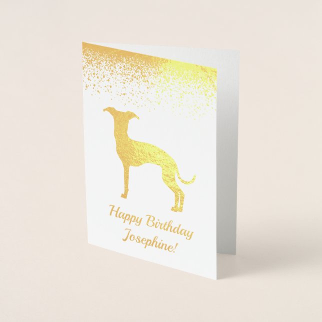 Italian Greyhound Dog Silhouette With Custom Text Foil Card (Front)