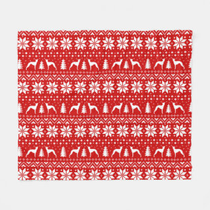 Italian Greyhound Dog Silhouettes Iggy Christmas Fleece Blanket
