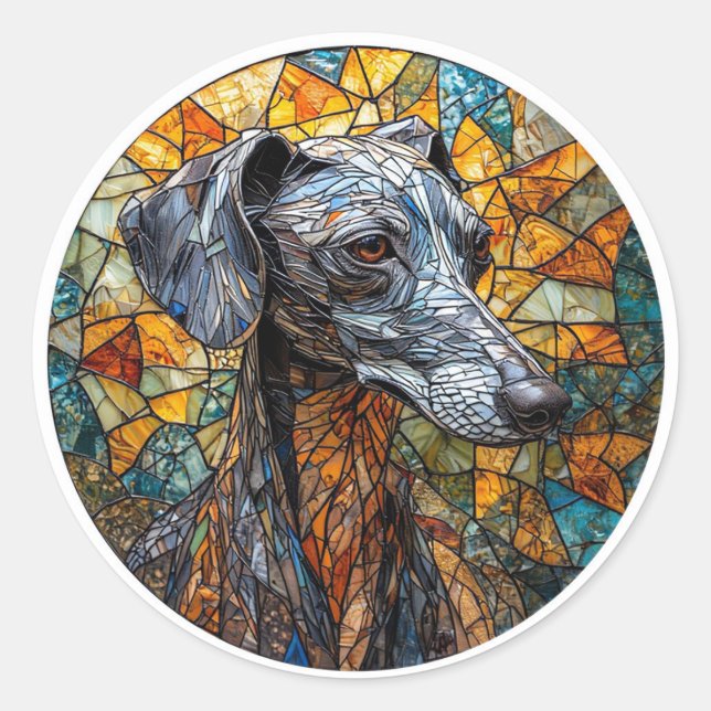 Italian Greyhound dog Stained Glass Art Classic Round Sticker (Front)