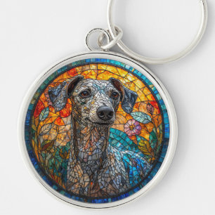Italian Greyhound dog stained glass art Key Ring