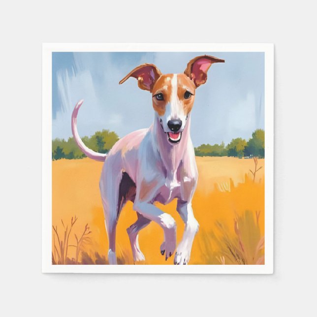 Italian Greyhound | Dog Watercolor Painting Napkin (Front)