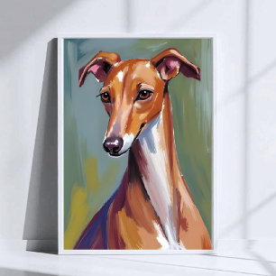 Italian Greyhound Dog Watercolor Pet Painting Poster