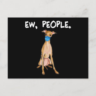 italian greyhound ew people dog wearing face mask holiday postcard