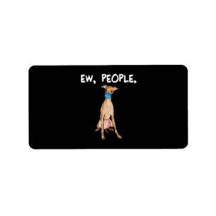 italian greyhound ew people dog wearing face mask label