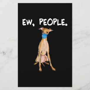 italian greyhound ew people dog wearing face mask stationery