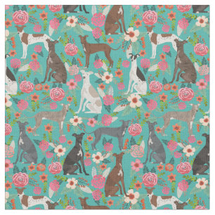 italian greyhound fabric vintage florals turquoise