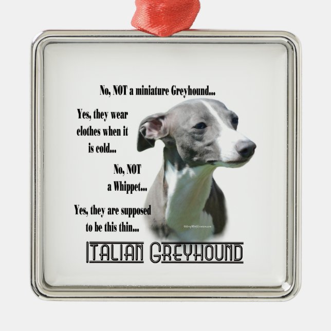 Italian Greyhound FAQ Keychain Metal Tree Decoration (Front)