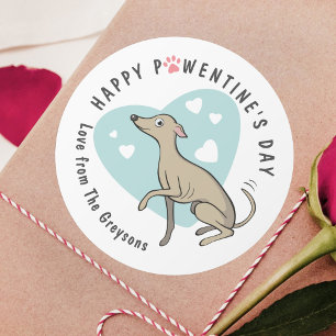 Italian Greyhound Fawn Cartoon Dog Cute Valentines Classic Round Sticker