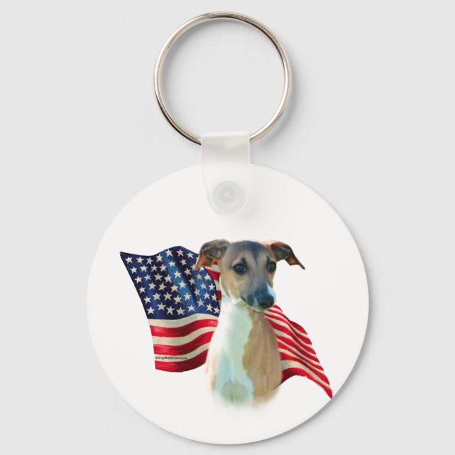 Italian Greyhound Flag Key Ring (Front)