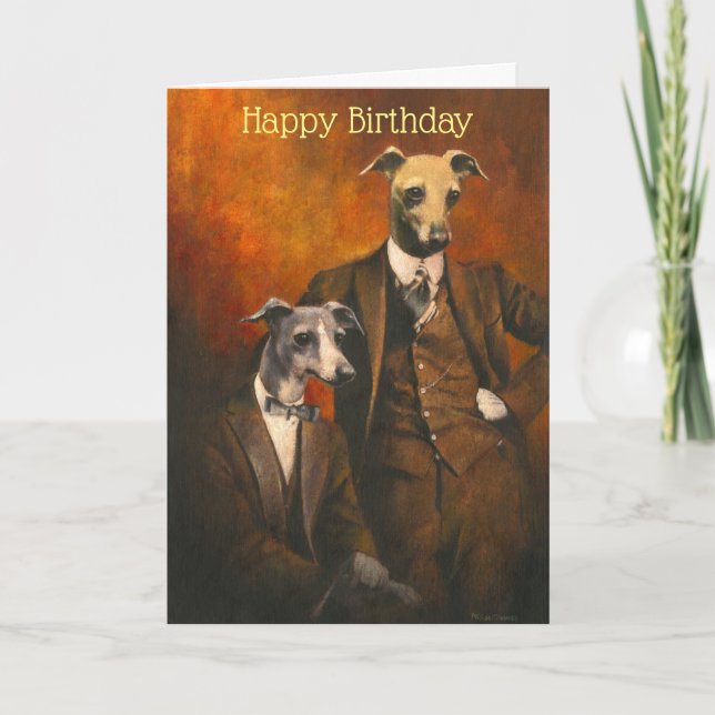 Italian Greyhound Gentlemen Greetings Card (Front)
