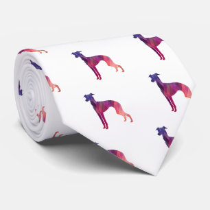 Italian Greyhound Geo Pattern Silhouette - Pink Tie