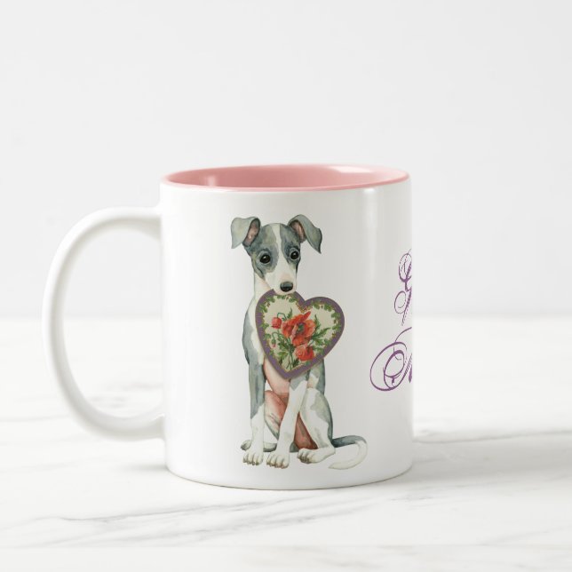 Italian Greyhound Heart Mum Two-Tone Coffee Mug (Left)