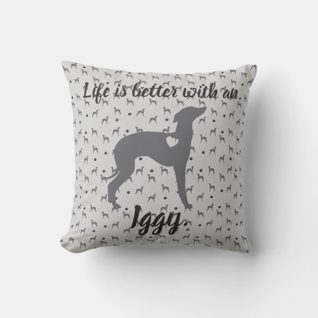 Italian Greyhound Home Pillow Iggy Rescue Dog. (Front)