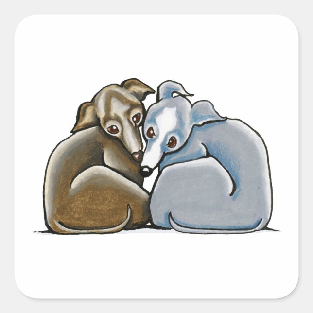 Italian Greyhound Huddle Square Sticker (Front)