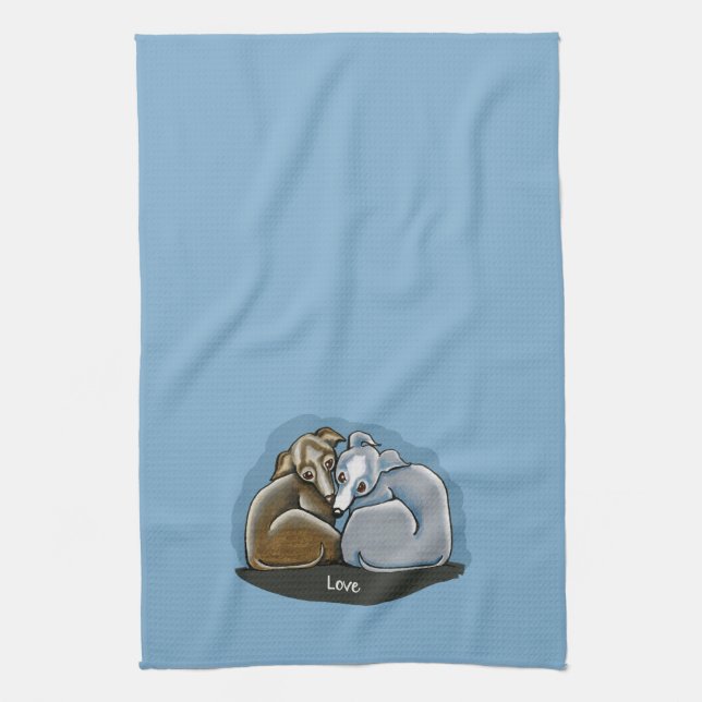 Italian Greyhound Huddle Tea Towel (Vertical)