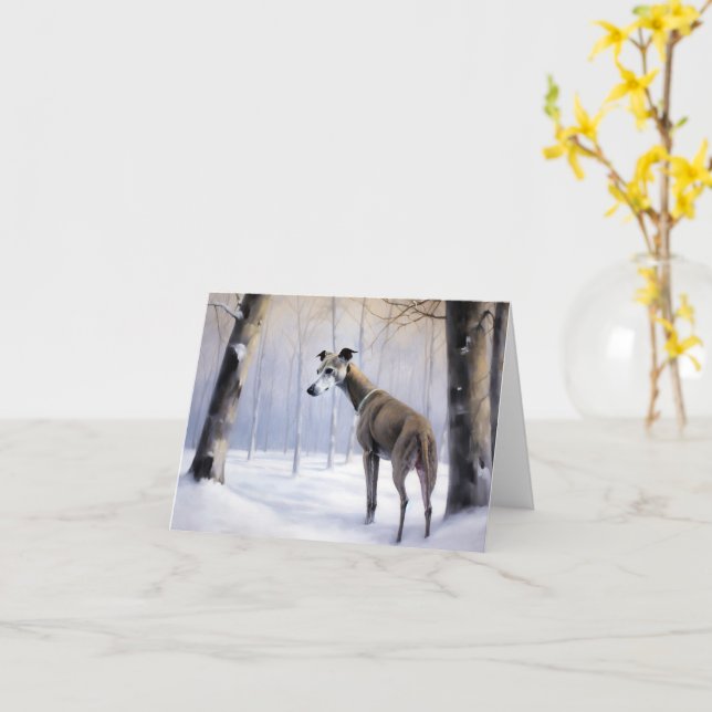 Italian Greyhound Let It Snow Christmas Card (Yellow Flower)