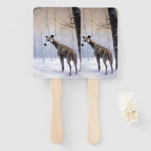 Italian Greyhound Let It Snow Christmas Hand Fan