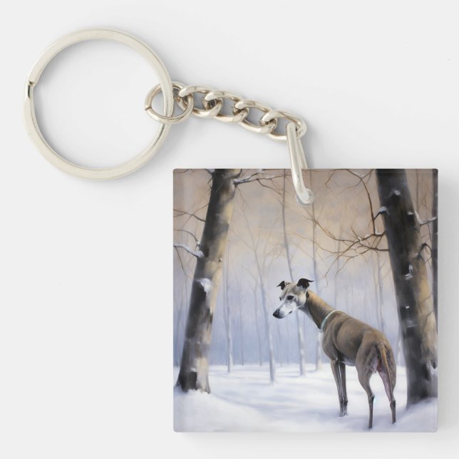 Italian Greyhound Let It Snow Christmas Key Ring (Front)