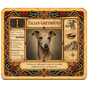 Italian Greyhound, Mediaeval Bestiary Art Mouse Pad