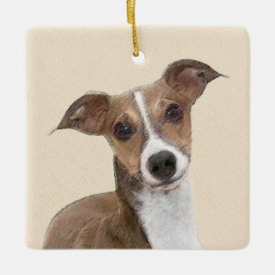 Italian Greyhound Painting - Cute Original Dog Art Ceramic Ornament
