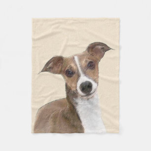Italian Greyhound Painting - Cute Original Dog Art Fleece Blanket