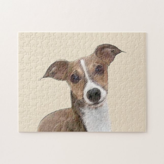 Italian Greyhound Painting - Cute Original Dog Art Jigsaw Puzzle (Horizontal)