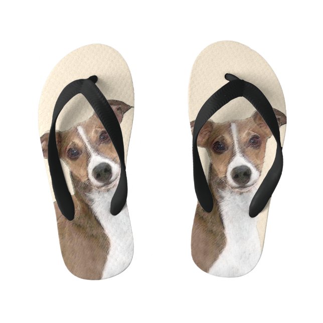Italian Greyhound Painting - Cute Original Dog Art Kid's Jandals (Footbed)