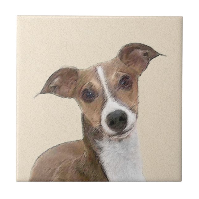 Italian Greyhound Painting - Cute Original Dog Art Tile (Front)