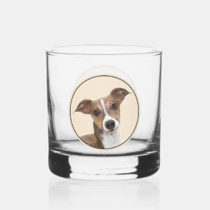 Italian Greyhound Painting - Cute Original Dog Art Whiskey Glass