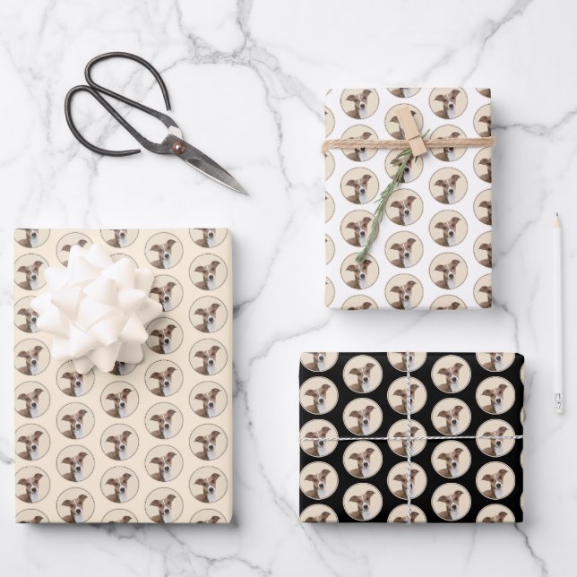 Italian Greyhound Painting - Cute Original Dog Art Wrapping Paper Sheet (Front)