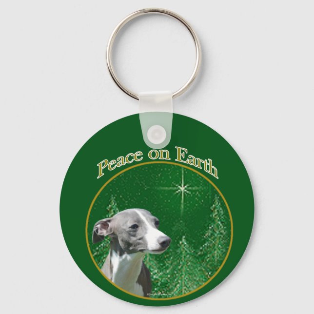 Italian Greyhound Peace Key Ring (Front)